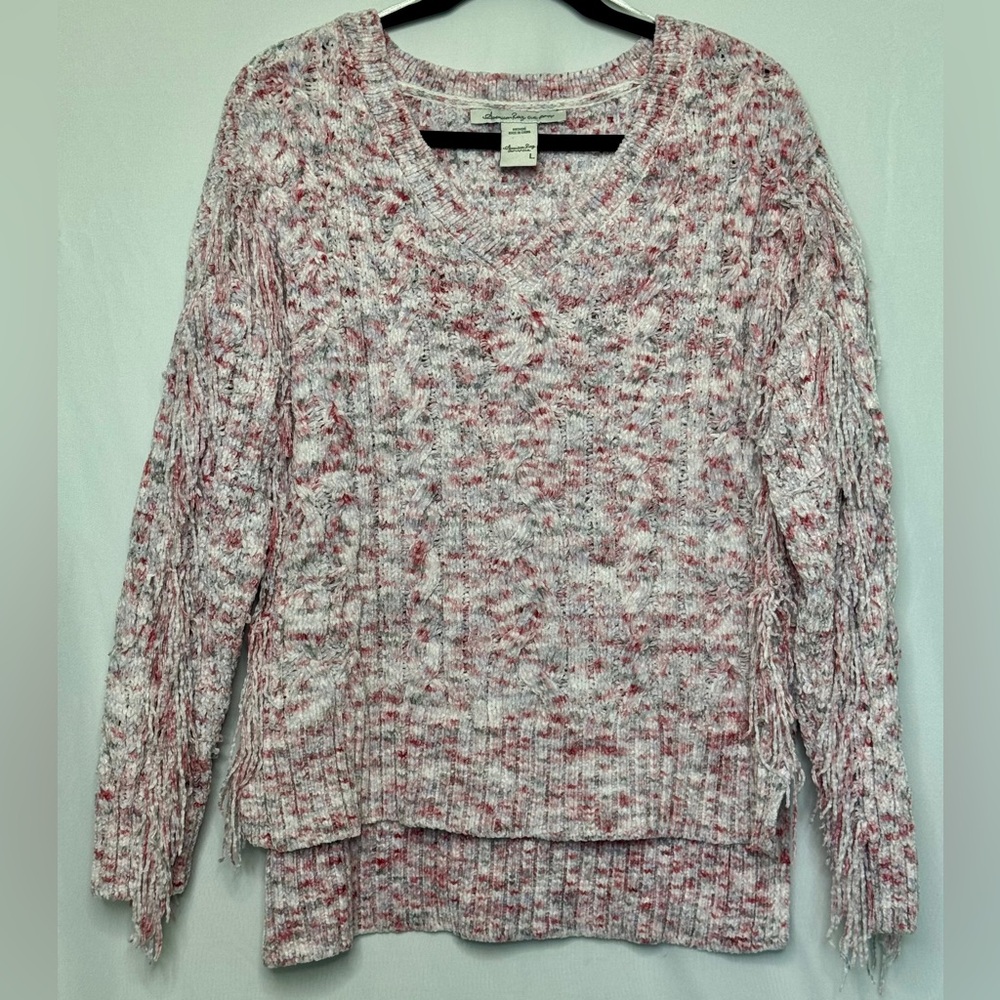American Rag‎ Colorful Fringe Sweater Size Large